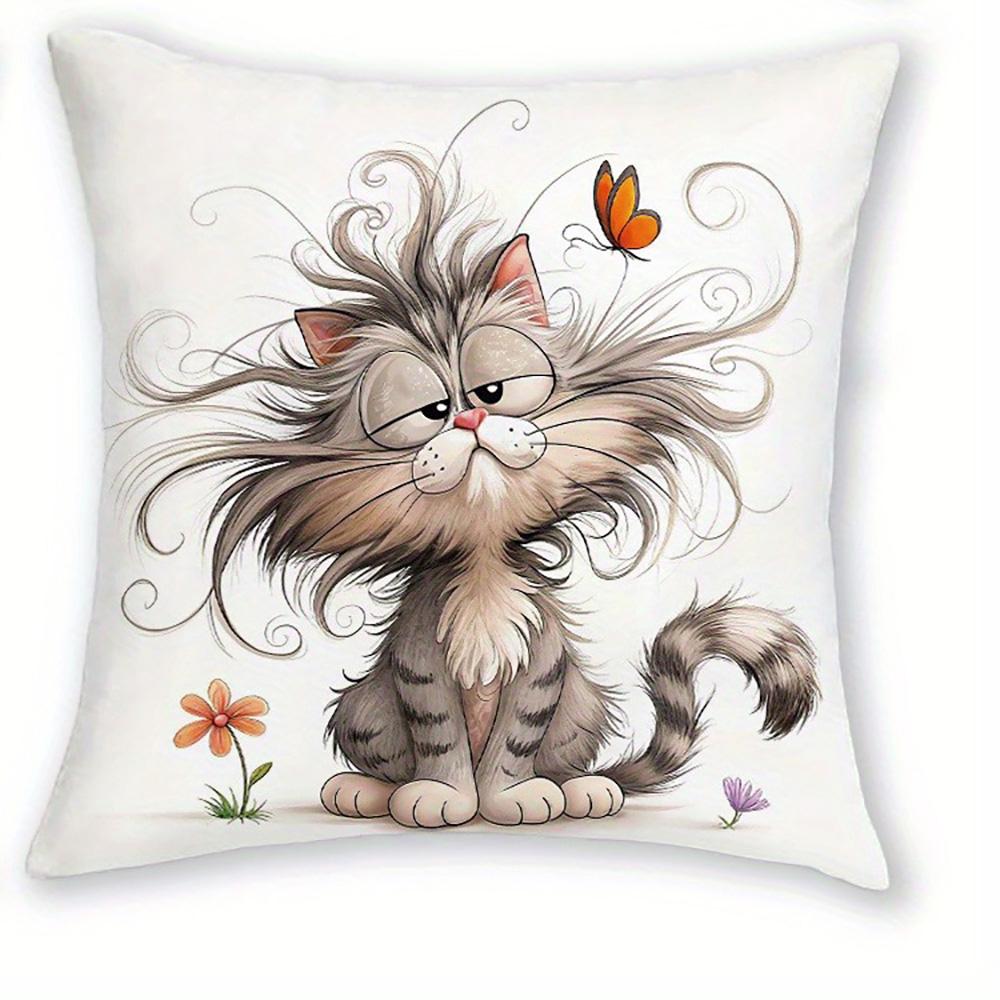 

Adorable Cartoon Cat-Printed Pillowcases for Cozy Decor! Sofa cushion cover home room decoration 2D flat printing 16x16Inch
