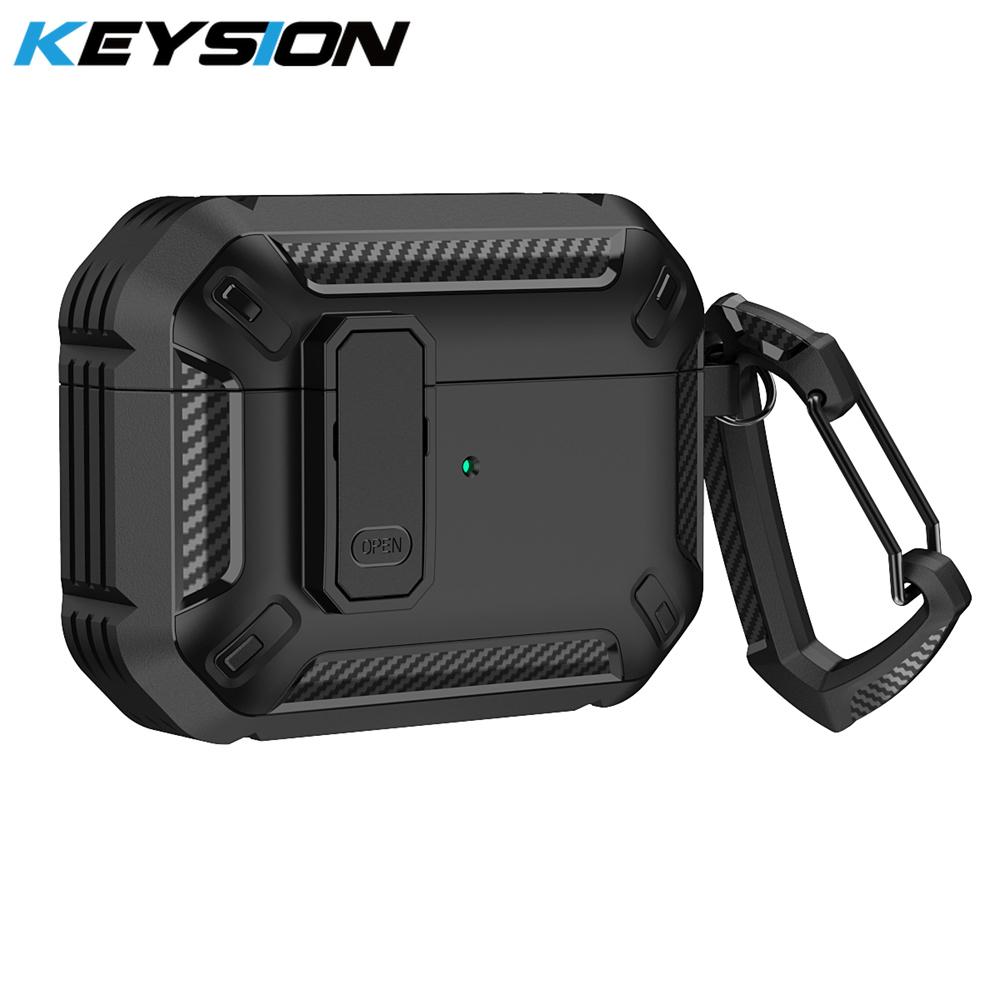 KEYSION Luxury Protective Earphone Case for AirPods Pro 3 2025 Soft TPU+PC Shockproof Cover With Switch Lock Mountaineering Hook