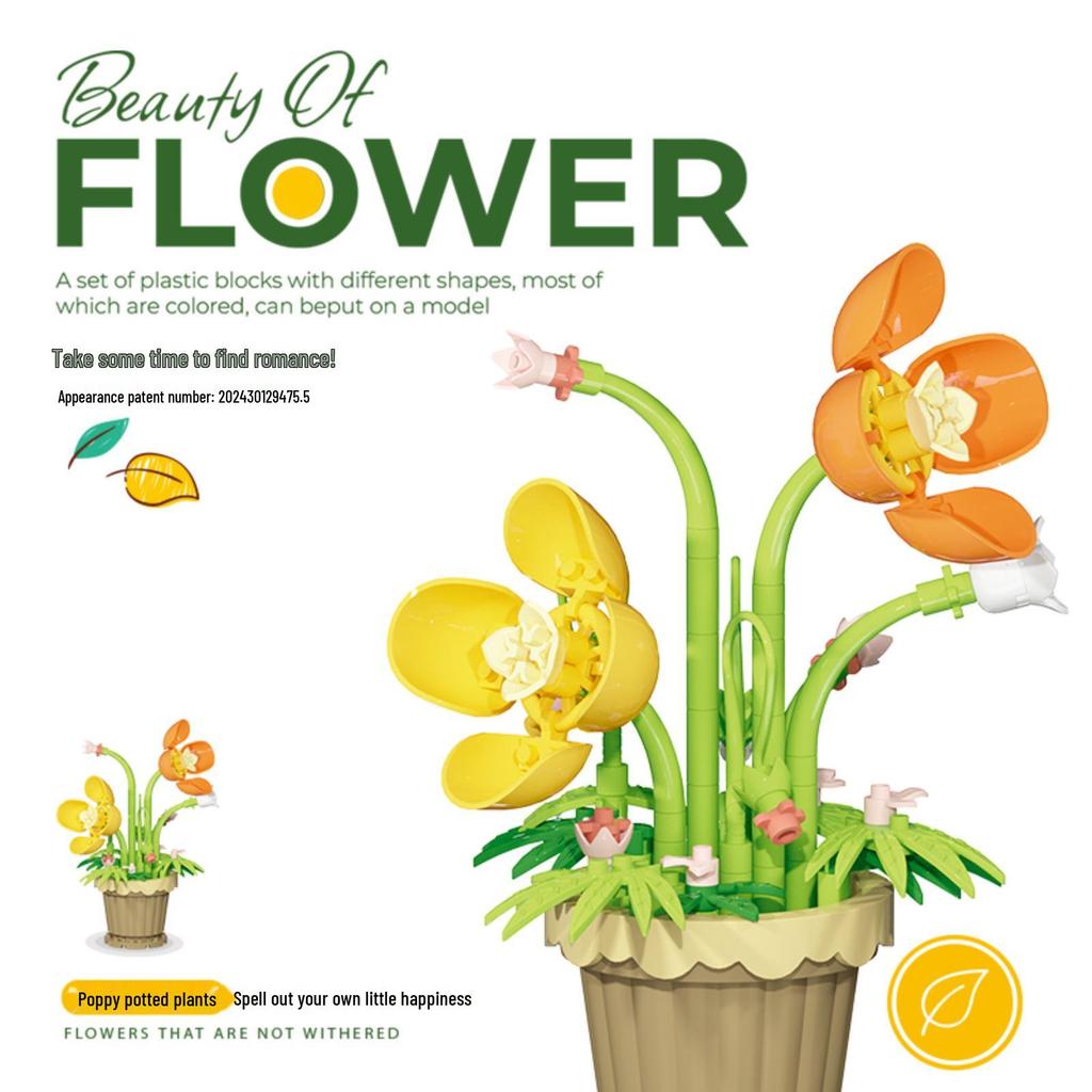 Bionic Eternal Flower Building Blocks: Sunflower and Rose Assembly Toy for Children