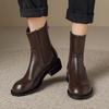 Krazing Pot Microfiber Autumn Winter Shoes Low Heels Size 43 Chelsea Boots Back Solid Color Preppy Style Ankle Boots