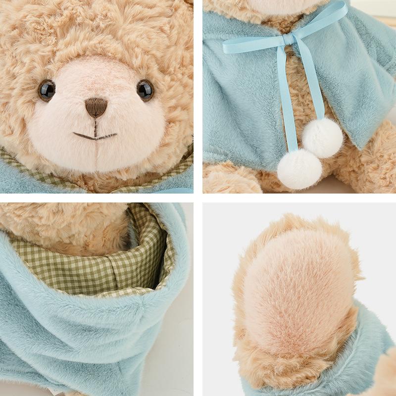Hug cape bear doll plush toy rag doll children soothing little doll press bed doll home throw pillow