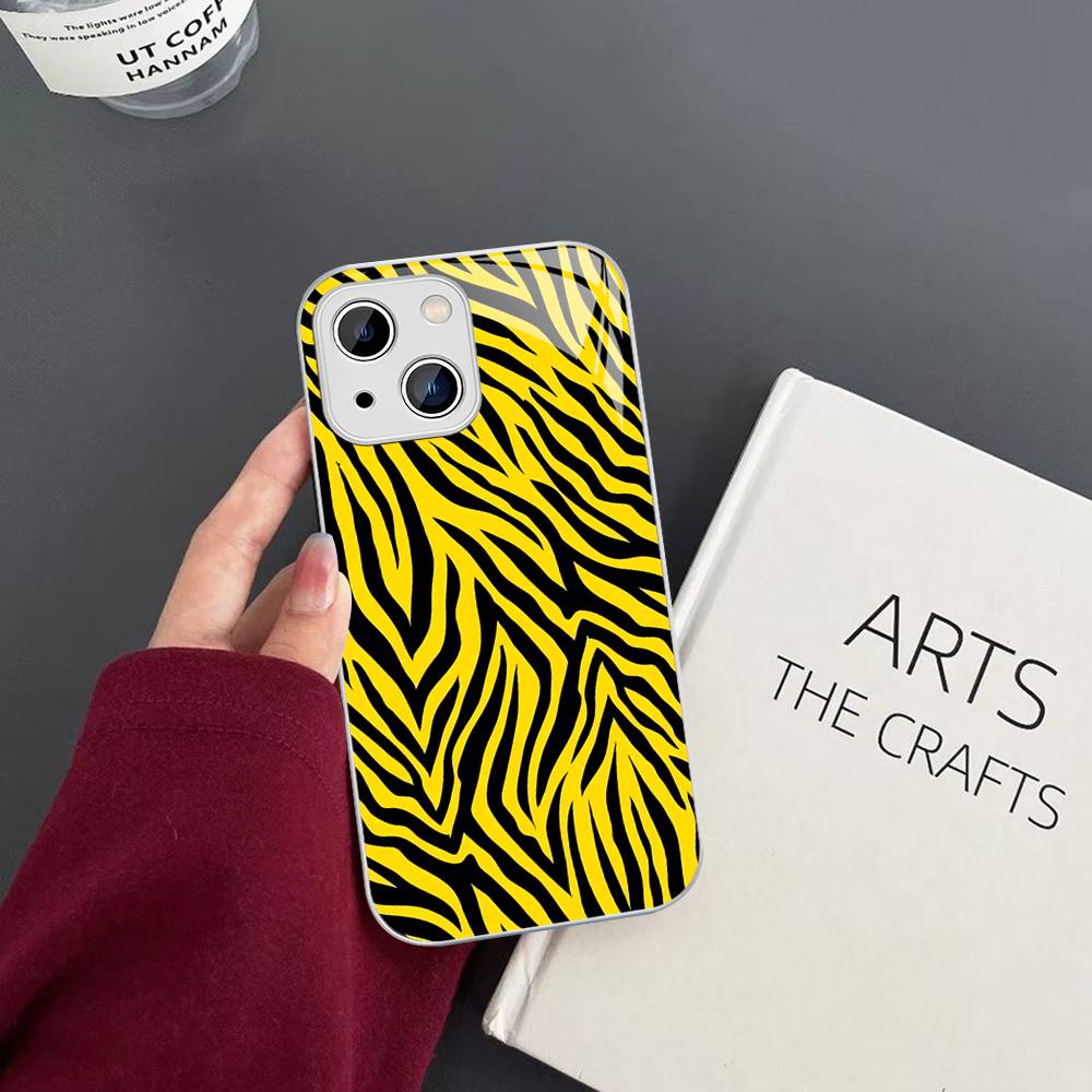 Zebra Print Clip Art For IPhone 14 13 12 Mini 11 Pro XS Max X XR 14 Plus Tempered Glass Cover