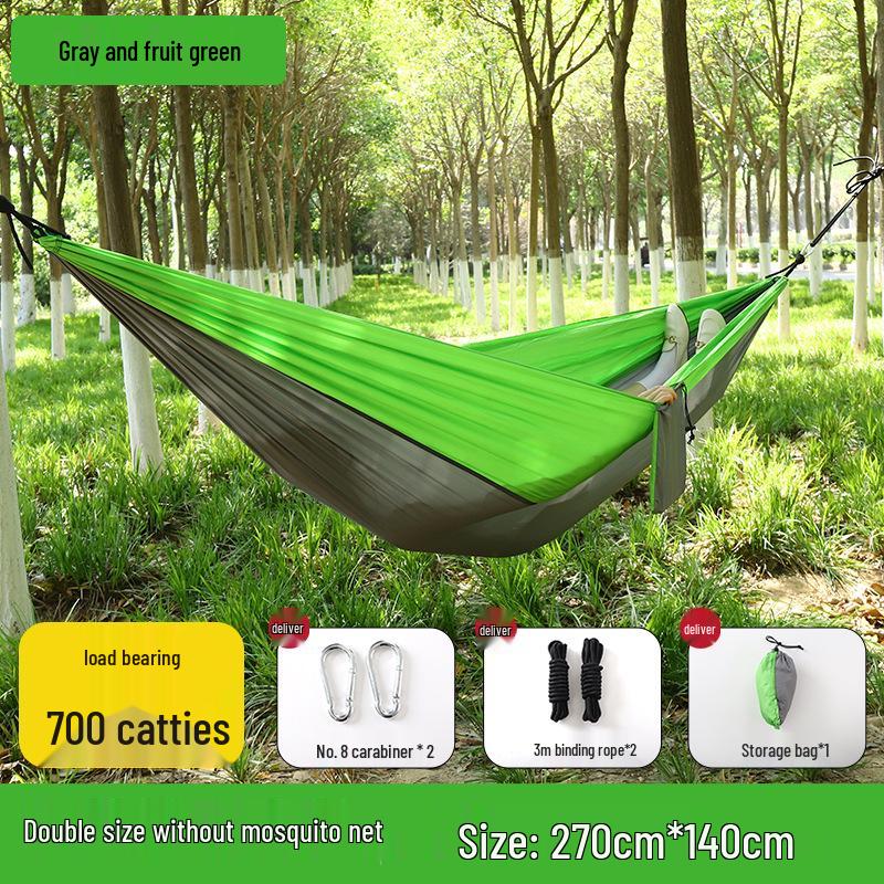 Quick-Open Double Parachute Cloth Hammock with Mosquito Net - Indoor/Outdoor Swing for One Person
