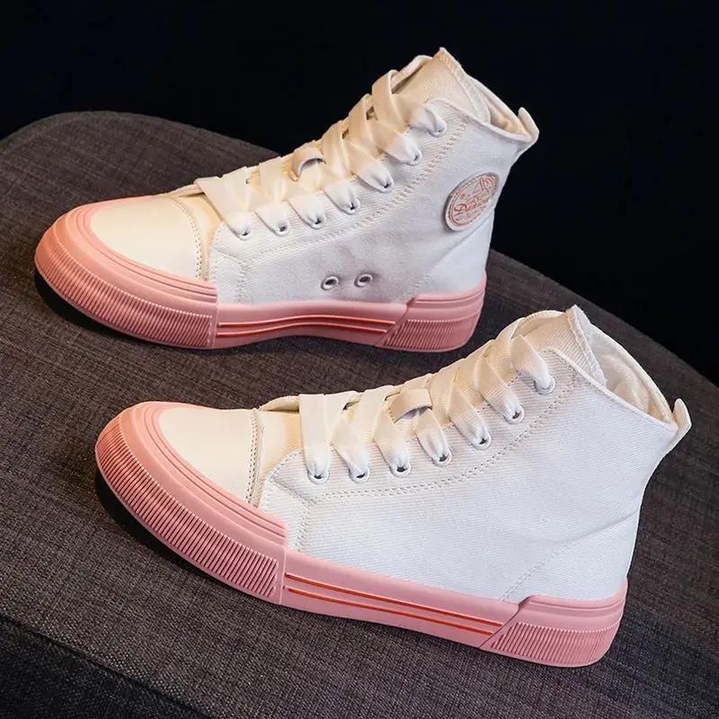 Lace Up Woman Footwear Korean Stylish Offers Vulcanized Shoe New Arrival 2024 Canvas Shoes for Women Deals Designer Luxury In H