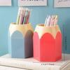 9pcs Cartoon Pencil-Shaped Desk Organizer Set PE Plastic Pen Holder with Cup and Box, Office Colorful Stationery Storage, Desktop Brush Container