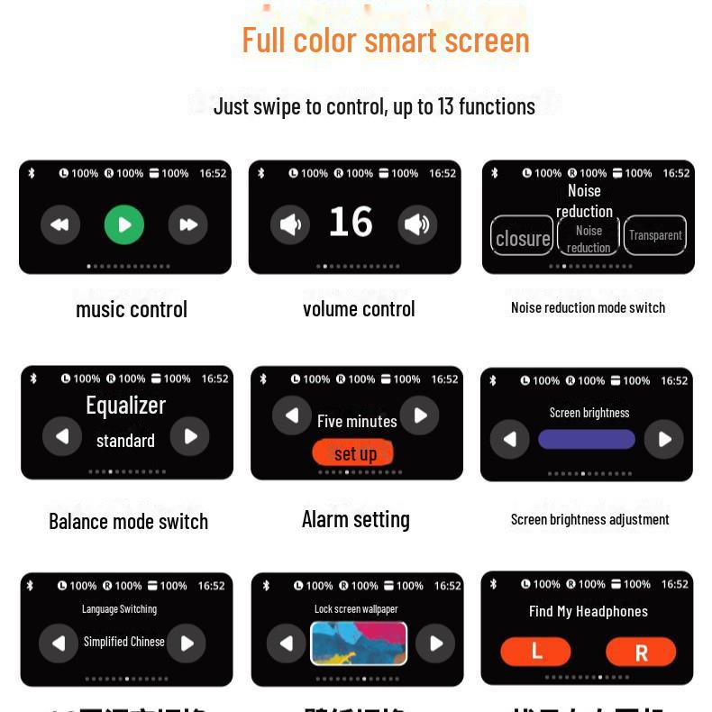 A9Pro Smart Bluetooth Headset with Touchscreen & Noise Reduction for Apple Devices