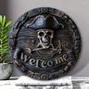 Metal Wall Art Pirate Skull Welcome Sign Home Decor Halloween Gift