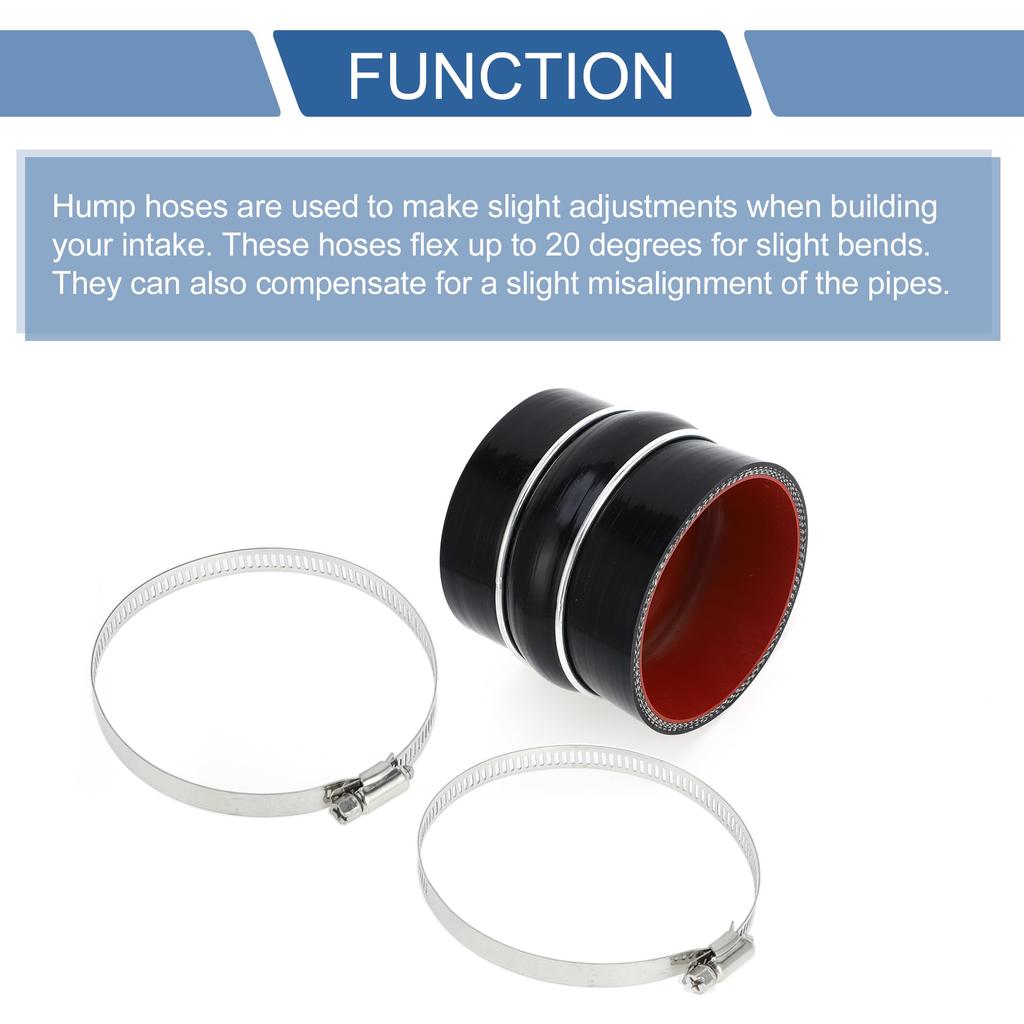 X AUTOHAUX 1 Set Inner Diameter 80mm/315" Length 76mm/299" Black Red Car Silicone Hose