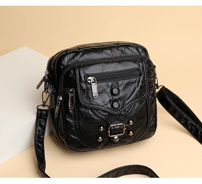 High Quality Leather Shoulder Handbag Elegant Girl Crossbody Small Mobile Phone Sac Ladies Casual Water Wash Bags Bolsa Feminina