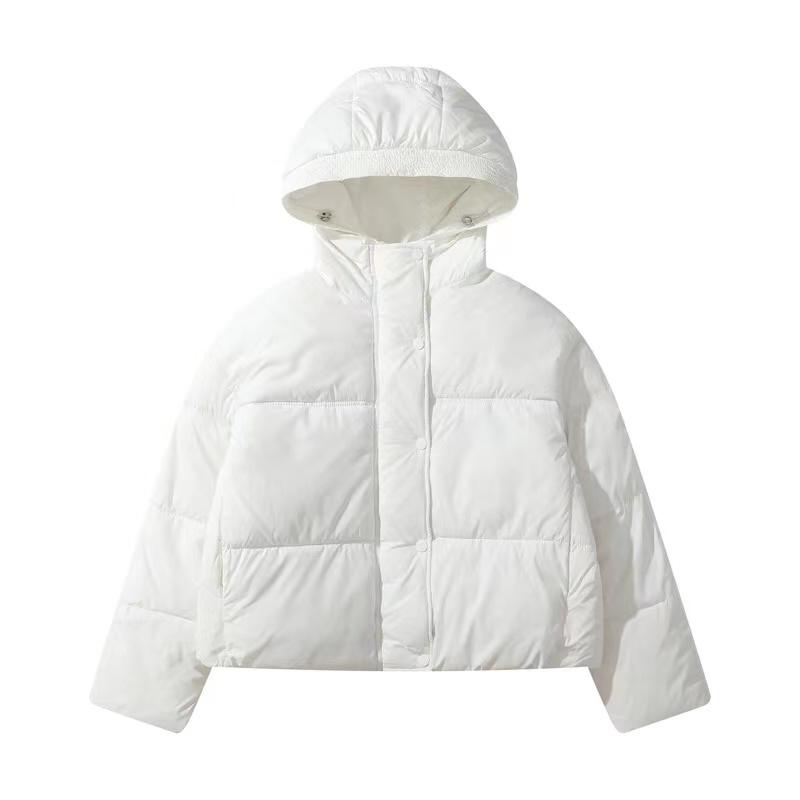 

Зимове модне вільне жіноче напівпальто з капюшоном у квіти, тепла товста куртка L білий