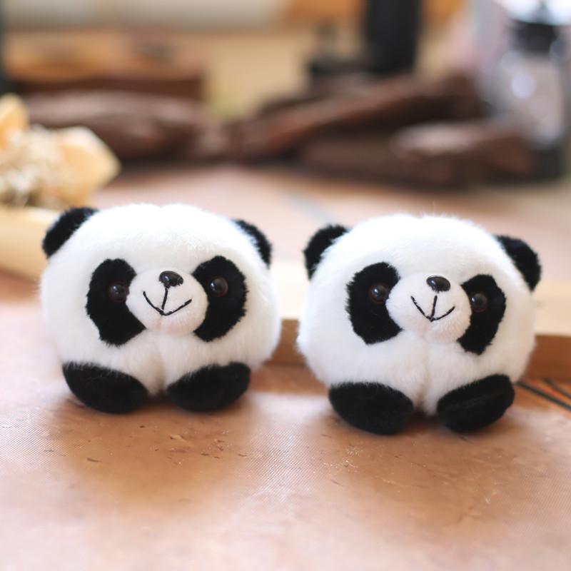 Charming Plush Panda Head Keychain Fluffy And Soft Bag Decoration Toy