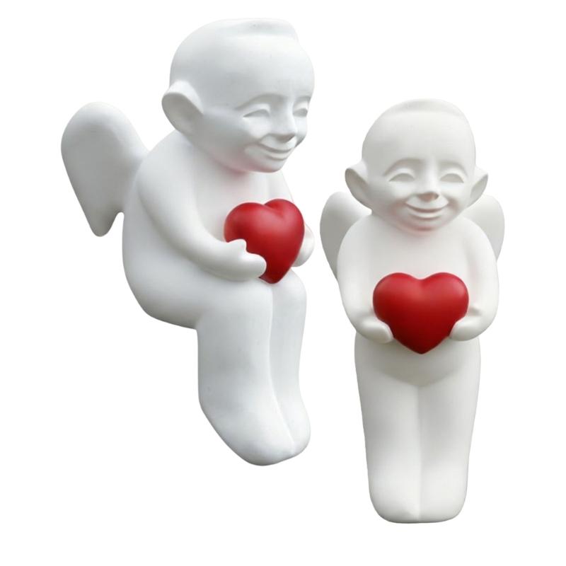 Angel Holding Heart Statue Love Expression 3D Printed Sculpture Figurine for Home and Office Tabletop Bookshelf Decors Gift
