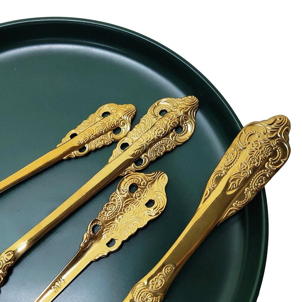 JANKNG 304 Stainless Steel Flatware Set Rainbow Dinnerware Set Gold Knife Fork Spoon Dinner Set Luxury Cutlery Silverware Set