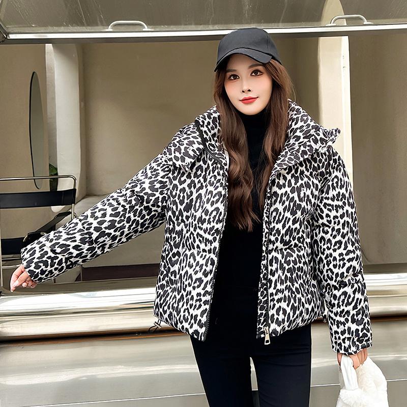 Make A Statement This Winter with Our Bold Leopard Print Loose-Fit Hooded Jacket for Women