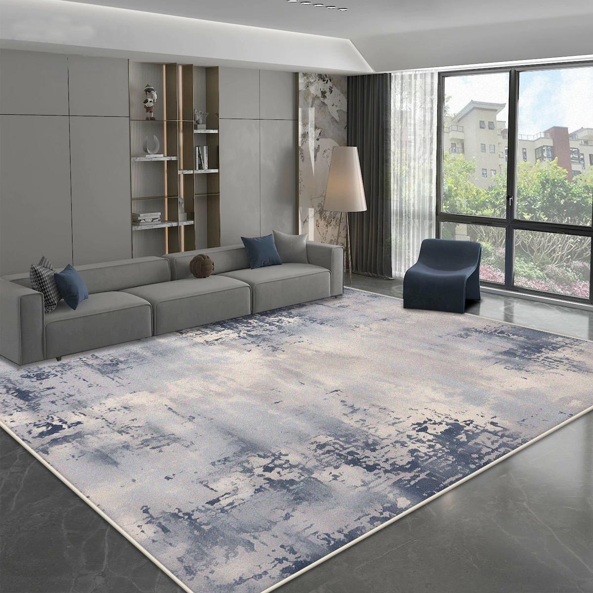 

Modern Simple Fluffy Soft Rug Blue Grey Washable Non-slip Carpet for Living Room Bedroom Sofa Decoration 60*90cm