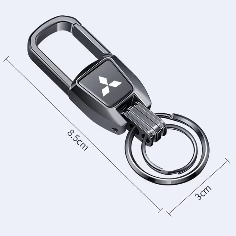Alloy Auto Keychain Holder Gift Car KeyRing for Mitsubishi RALLIART Colt ASX Lancer L200 Pajero Eclipse Accessories