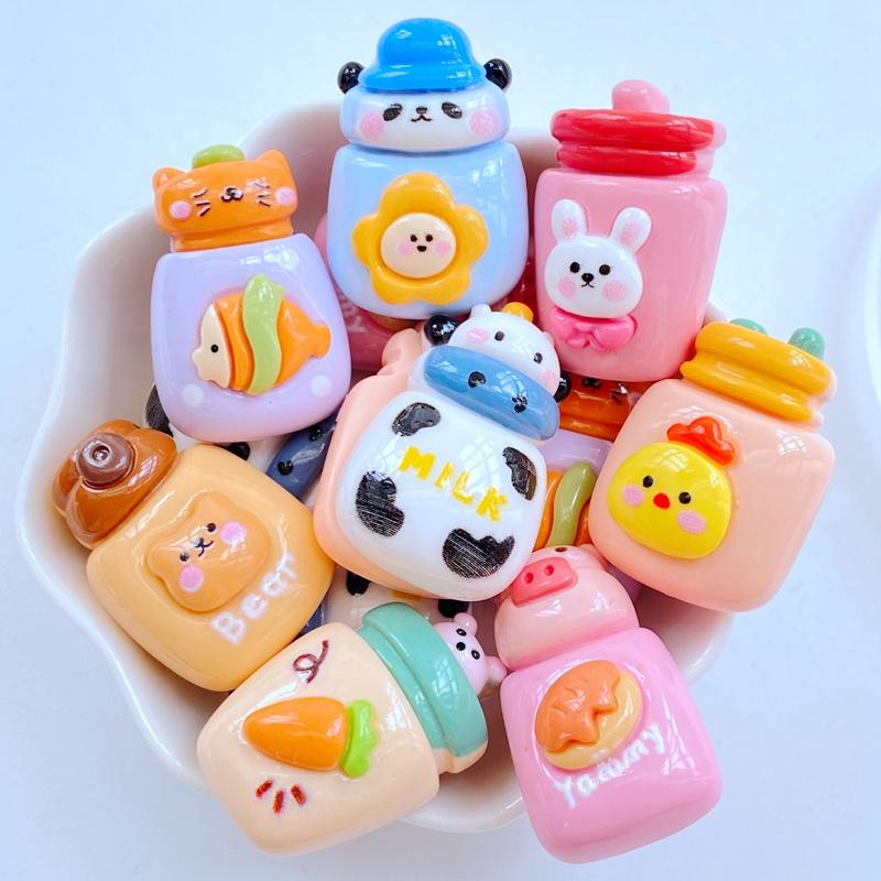 8Pcs New Mini Cute Cartoon Animal Beverage Cup Series Flat Back Resin Scrapbooking DIY Jewelry Craft Decoration Accessorie