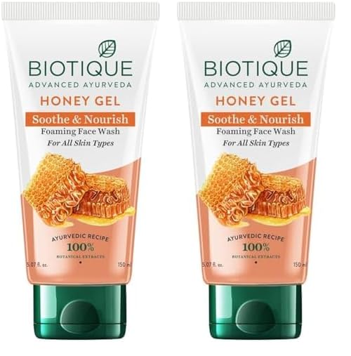Biotique Honey Gel Soothe & Nourish Foaming Face Wash | Soap Free Formula | Reduce Dryness | 100% Botanical Extracts | Suitable for All Skin Type