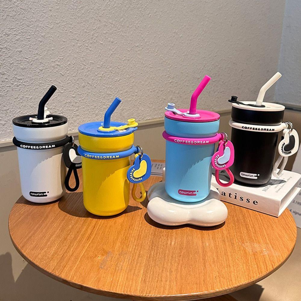 

Термокружка з нержавіючої сталі 304 Великої місткості Пляшка для води Каваї Чашка з соломинкою синій