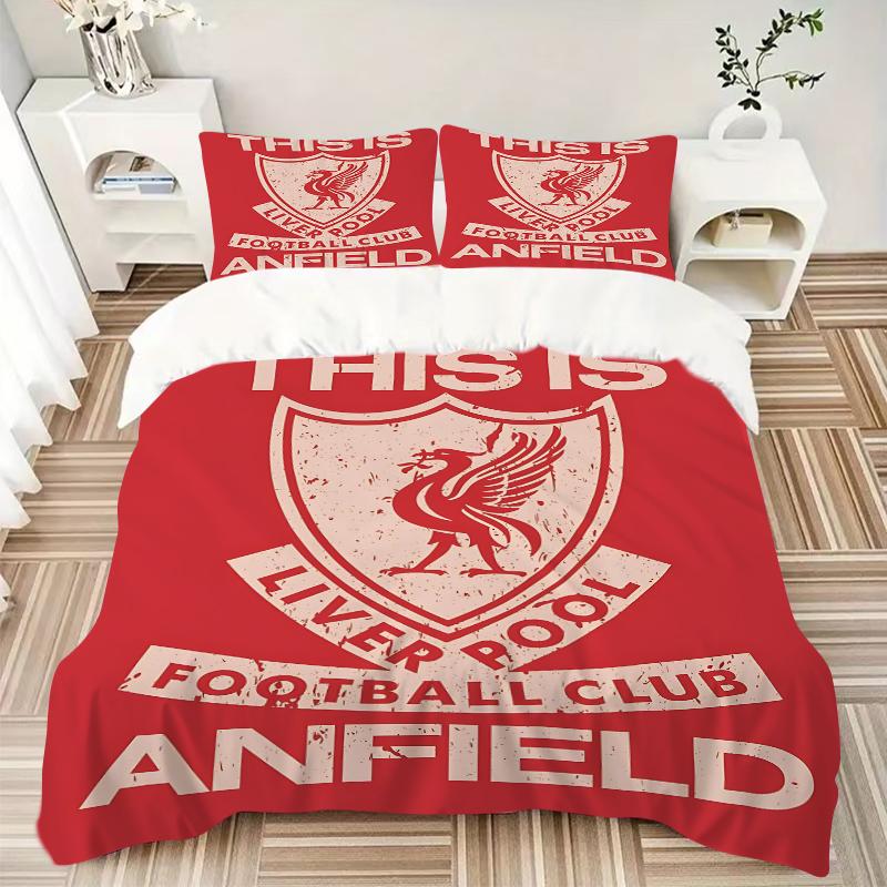 3Pcs Anfield Liverpool'S Home Football Bedding Sets For All Sizes New 3D Printed Bed Cover Comforter Duvet Cover Pillowcase Bedroom Decoration