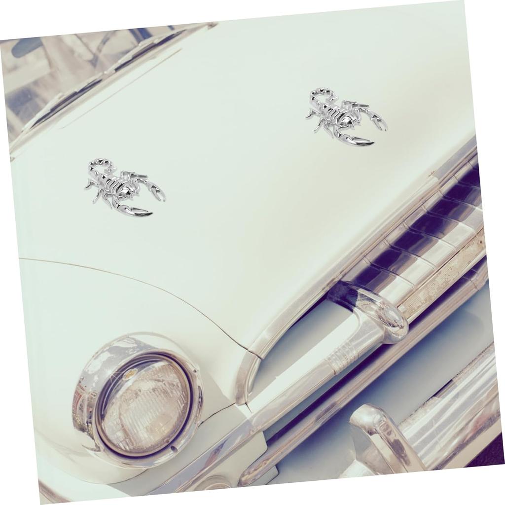 2 Pcs Car Scorpion Stickers Metal Decals for Vehicle Door Window Decor 3D Adhesive Car Body Emblems Scratch Cover Durable