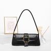 High End Retro Baguette Bag with Large Capacity Crocodile Pattern Handbag, Niche Light Luxury Single Shoulder Versatile Armpit Bag