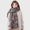 Leopard Print Thickened Cashmere Imitation Scarf with Tassels - Women's Autumn/Winter Versatile Warm Shawl
