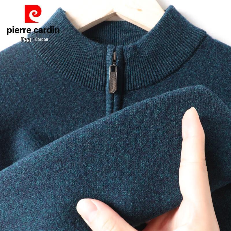 Pierre Cardin Men's 100% Wool Zipper Mock Neck Sweater