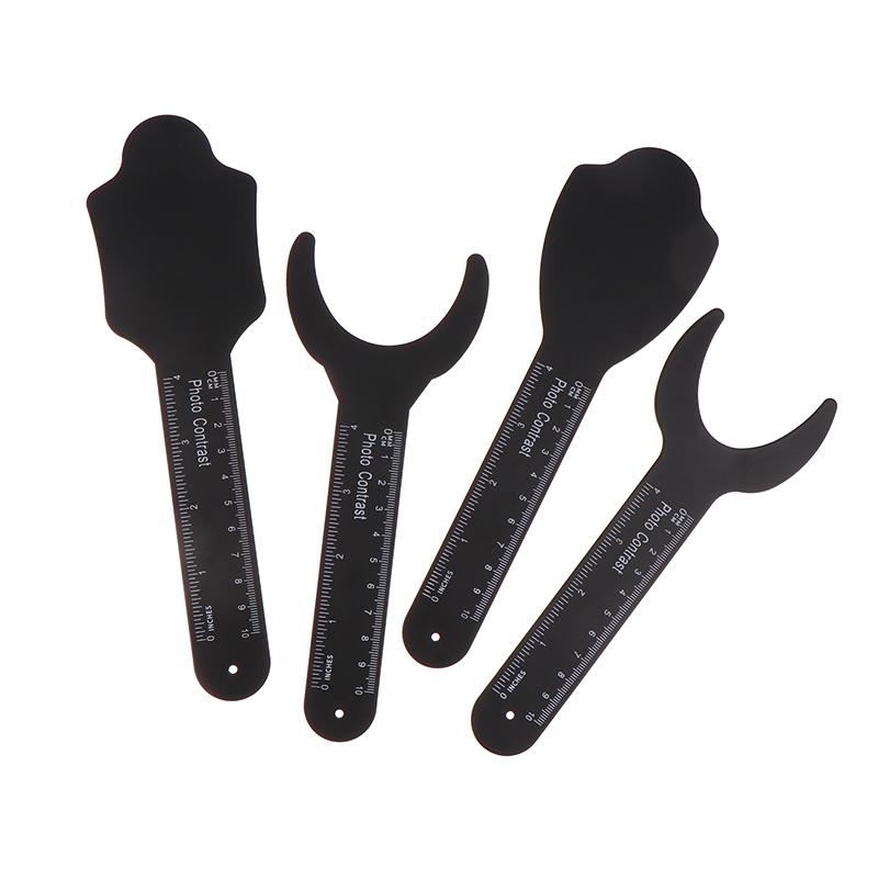 6Pcs Dental Orthodontic Black Background Po Image Contrast Board Metal Oral Cheek Plate With Scale Mark Autoclavable Tools