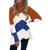 Women's Loose Knitted Star Shape Print Long Sleeve  Sweater Blouse