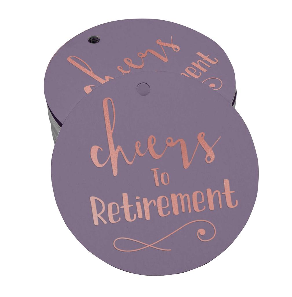 Inkdotpot Pack Of 100 Real Gold Foil Paper Tags Cheers To Retirement Favor Hang