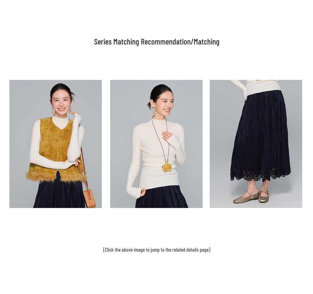 Velvet Hollow Hem A-line Cake Skirt - Women's Slimming Autumn/Winter 2025