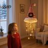 Indoor Christmas Craft Supplies Light?Up Santa Hat Hanging Chandelier DIY Kit, Warm LED String Lights Decorative Ornament Pendant with Star Tassel,