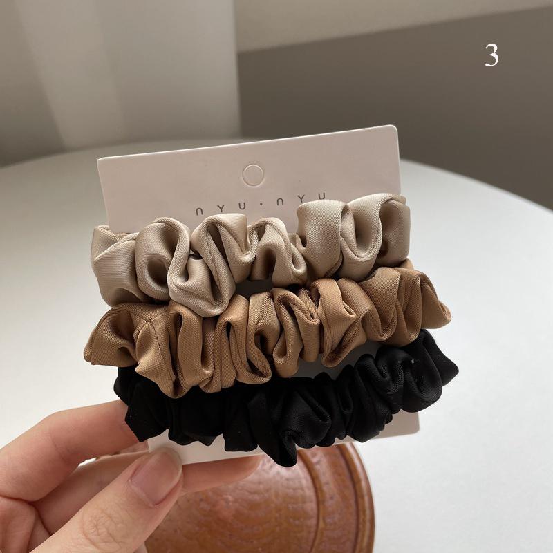 3 Stück/Set Satin Scrunchies Einfarbig Haarseil Koreanischer Pferdeschwanzhalter Haargummis Kopfschmuck Weiches Elastisches Haarband Haaraccessoires
