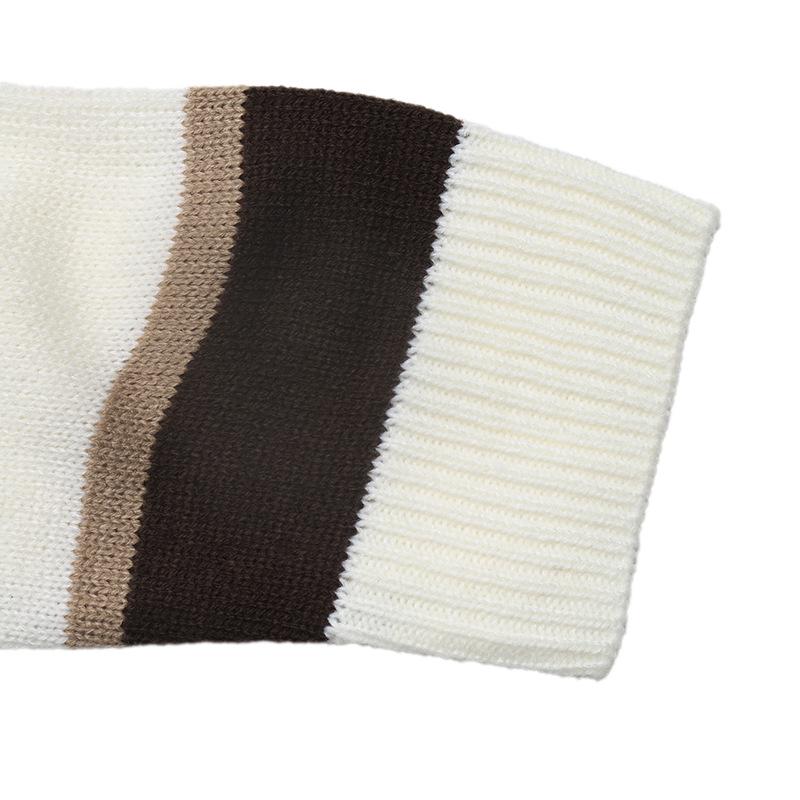 TEMU Europe 2026: American Retro Striped Knit Sweater - Loose Fit, Drop Shoulder, Long Sleeve, Round Neck.