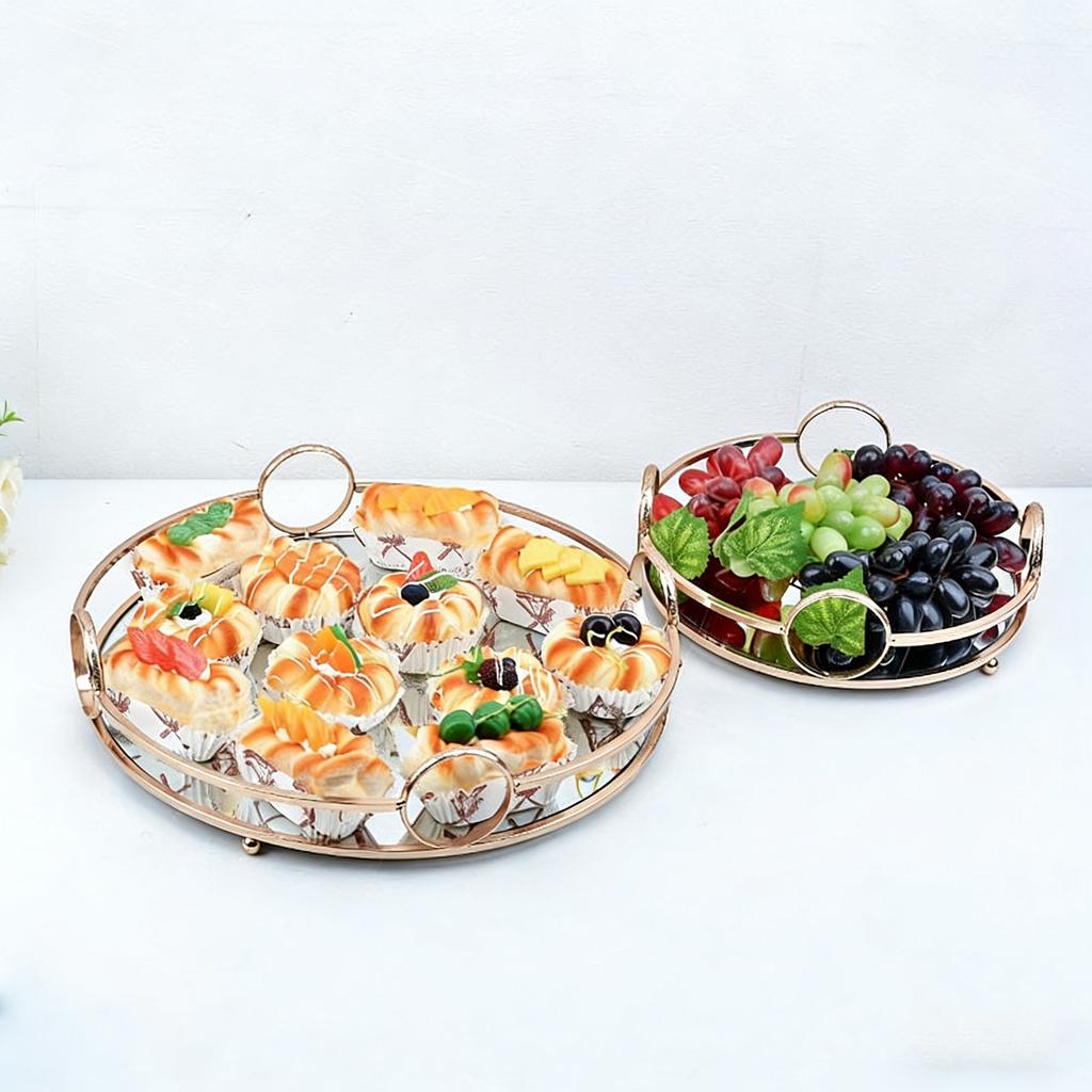 European Mirror Storage Tray Wedding Dessert Fruit Restaurant Decoration Cake Tray Drinks Cosmetics Storage Tray Decoration