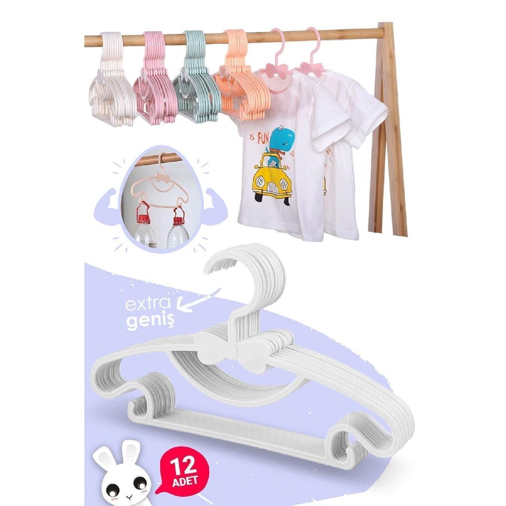 Sweet 12 Pieces Pink Baby Clothes Hanger With Bow Butterfly Baby Kids Clothes Hanger