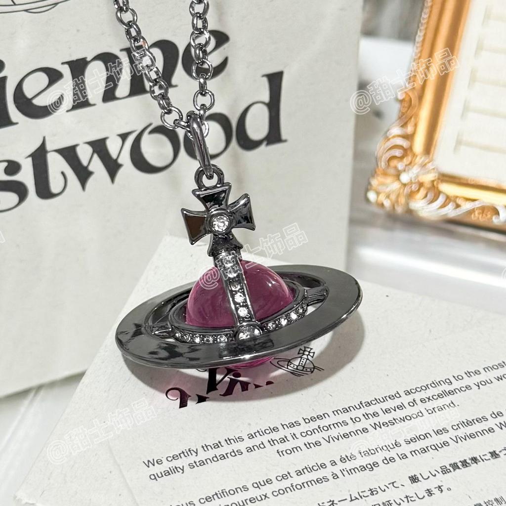 Vivienne Glacier Blue ORB Necklace - Women's European & American Style 3D Planet Saturn Pendant