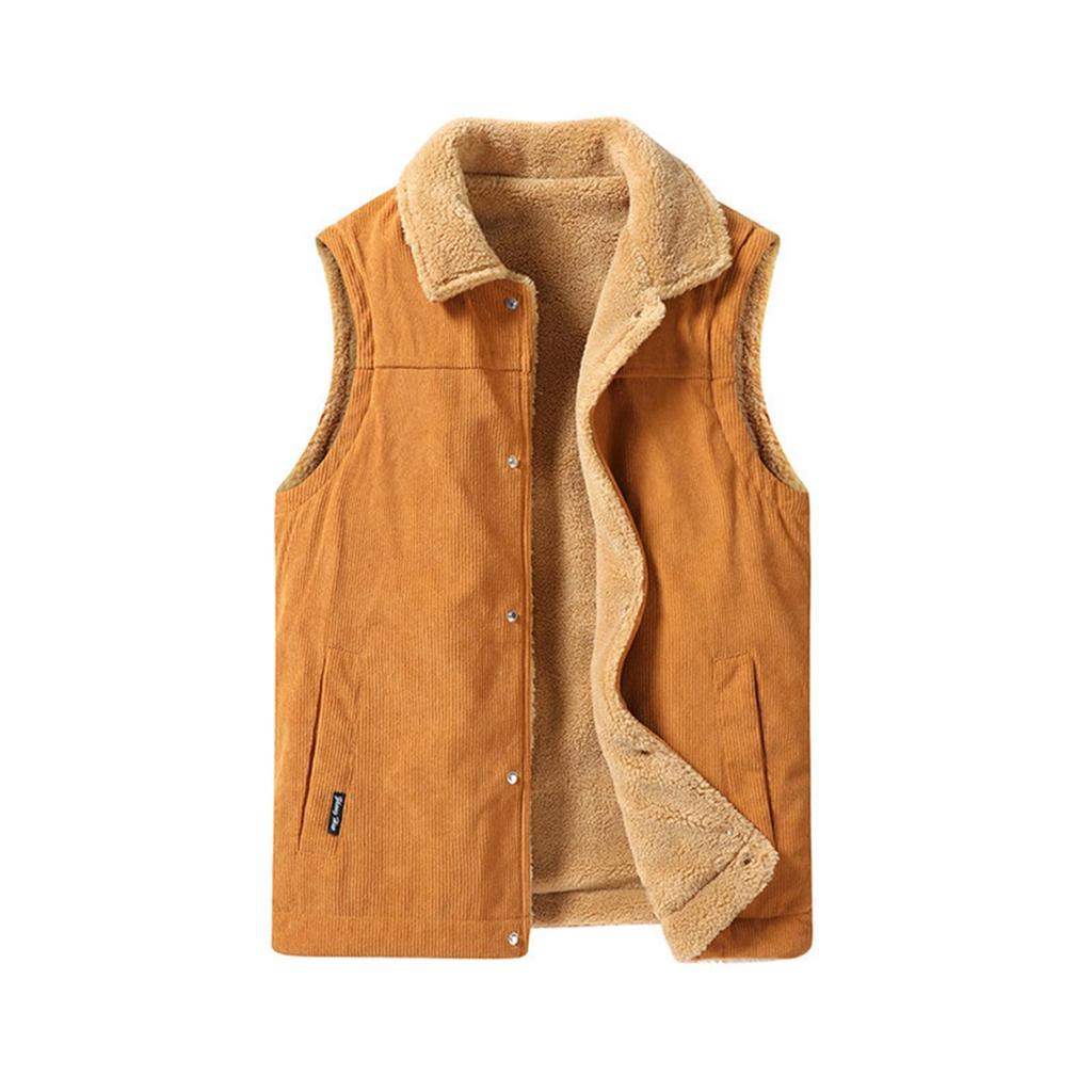Autumn And Winter Men's Corduroy Vest Plush Oversize Vest Casual Coat