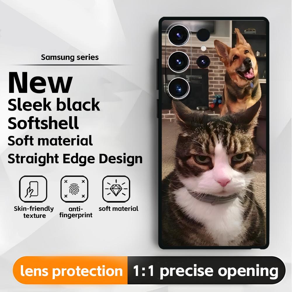 Funny Cat Memes Phone Case For Samsung Galaxy S26 S25 S24 S23 S22 S21 Plus Ultra Note20 Soft Black