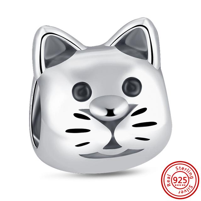 Новые настоящие бусины из стерлингового серебра 925 пробы, милые бусины с принтом в виде кошачьей лапы, подходят для браслета, модные ювелирные изделия для женщин