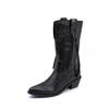 Polished Internet celebrity Western boots niche design sense embroidery pointed fashion boots women wear thick soles heightening women's boots