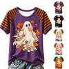 Women's Casual Halloween Striped Print Short Sleeve T-Shirt