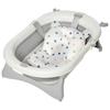 Foldable Baby Bathtub Set, Collapsible Bath Tub with Thermostatic Water Plug, Non-Slip Support, Cushion Pad, Drain Plugs