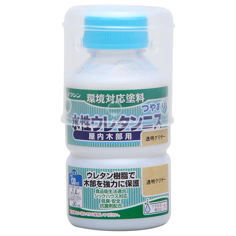 Washi Paint Water-Based Urethane Varnish for Indoor Wood, Urethane Resin Formula, Low Odor, Fast Drying, Clear, 130ml