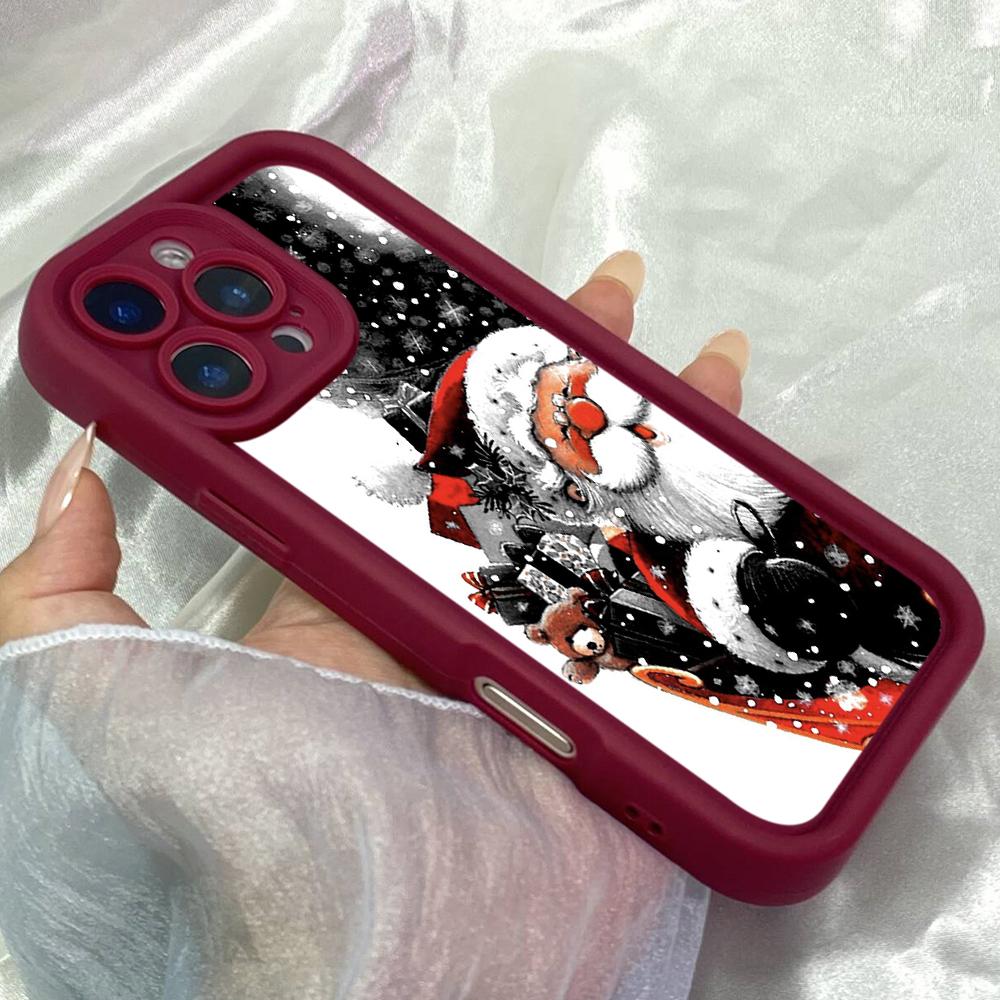 JT245 Festive Christmas Santa for iPhone 17 16 15 14 13 Pro Max Samsung S26 S25 Ultra A17 A16 A07 A56 A36 A15 Xiaomi 15T Redmi 15c Note 14 Soft Case