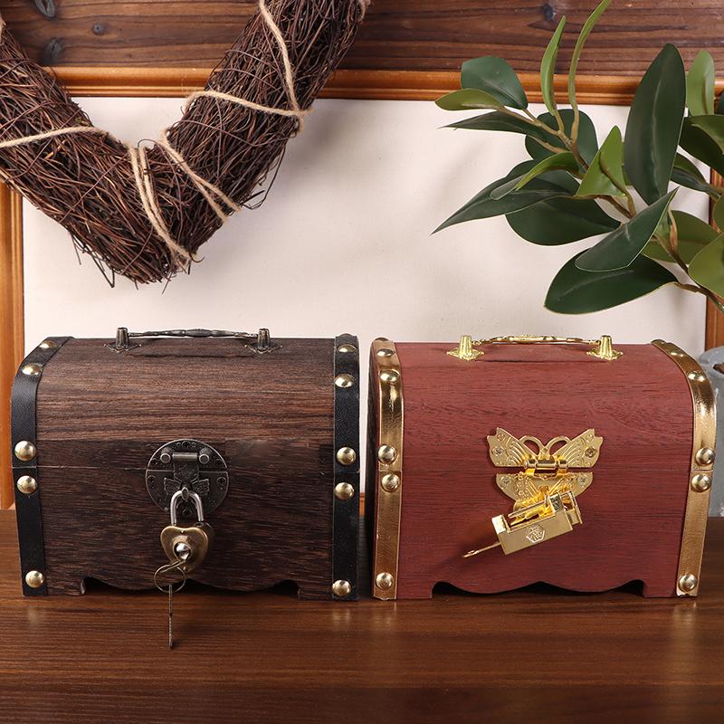 Treasure Chest With Lock Vintage Treasure Storage Box Piggy Bank Organizer Saving Box Case With Lock For Home Retro Decoration