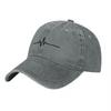 Washed Canvas Baseball Cap with Minimalist Line Art Design Black Unstructured Adjustable Hat for Casual Wear and Everyday Style