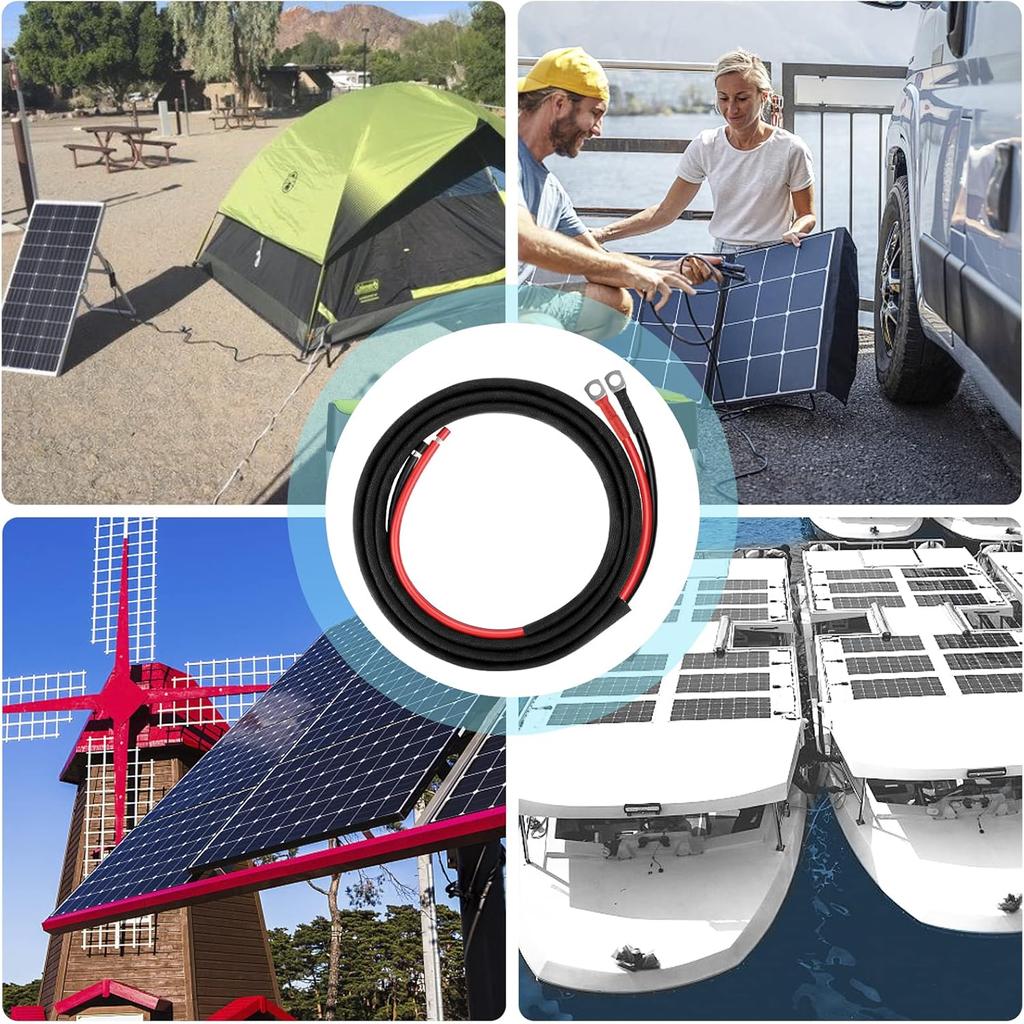 8 Gauge Battery Cable, 8 AWG Battery Cable Connect Battery and Charge Controller for Solar Panel Automotive RV Motorcycle Marine (8AWG 8FT)