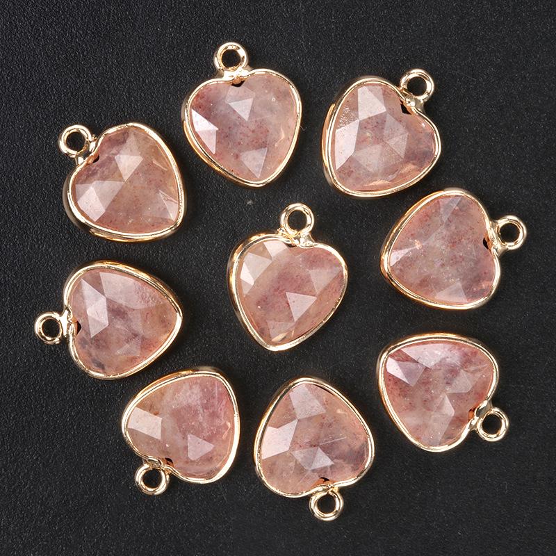 11mm Heart Cut Semi-Precious Stone Bread Edge Pendant for DIY Jewelry